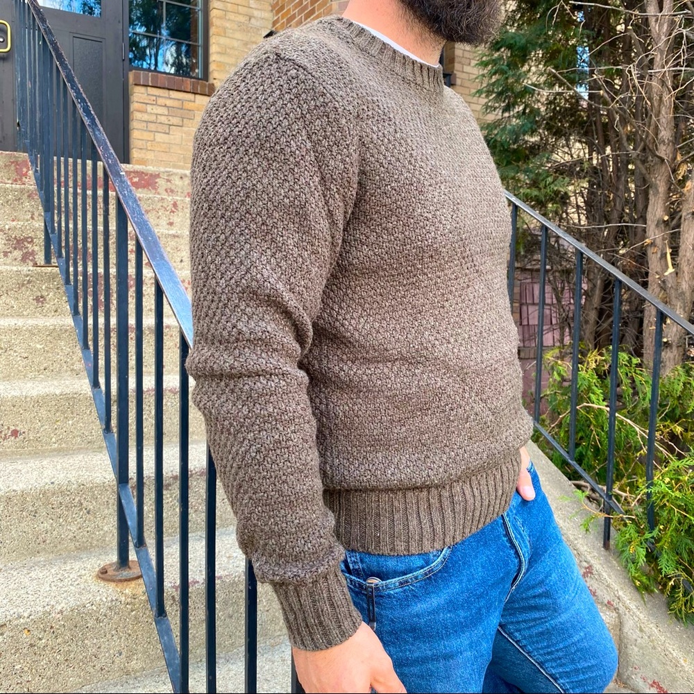 Men’s Heavy Knit Sweater, Fisherman, Size Medium